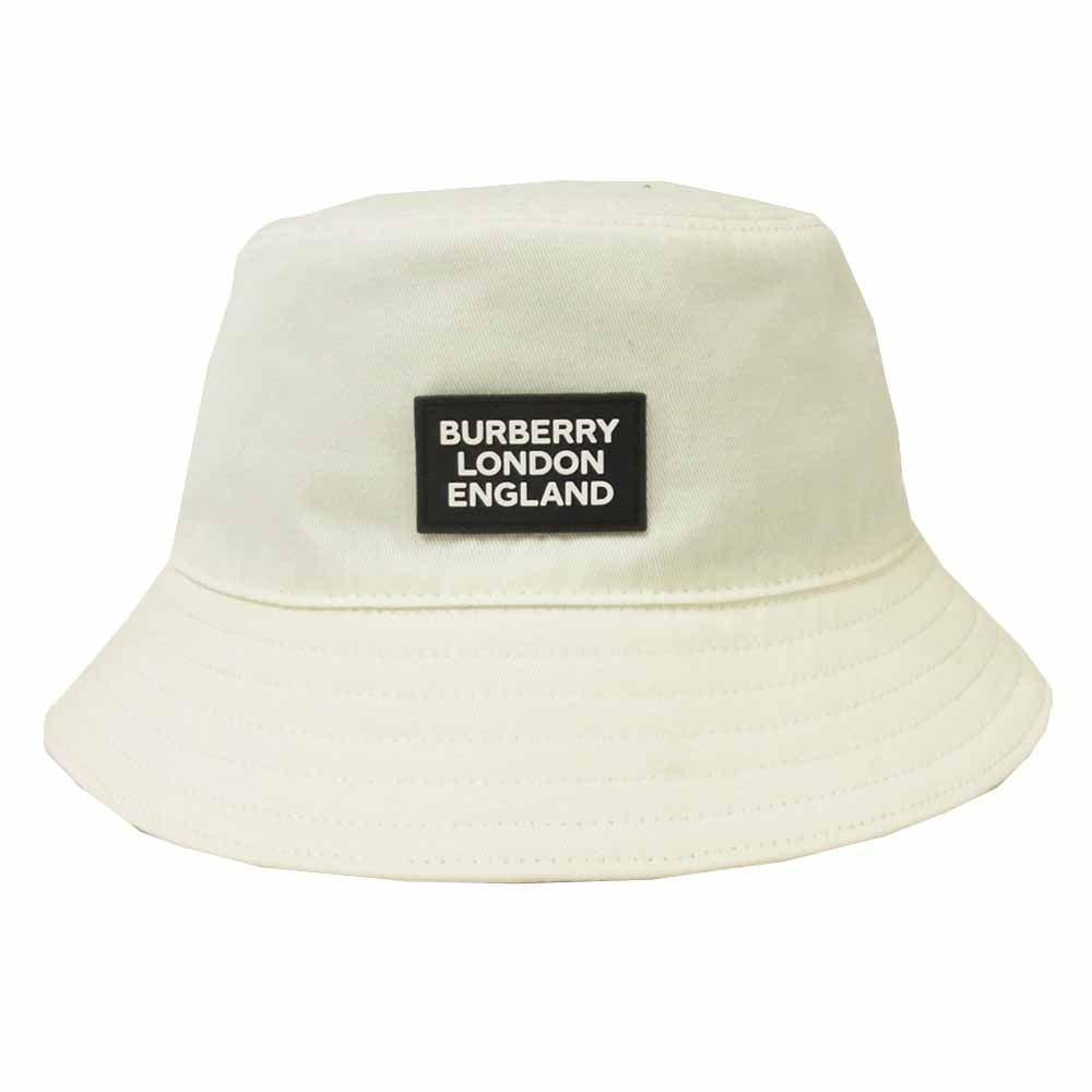 BURBERRY LONDON バーバリー ロンドン ロゴ バケットハット コットン イタリア製 ホワイト系 M【美品】【中古】