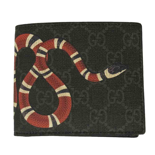 GUCCI グッチ 451266 キングスネーク プリント GGスプリーム コインウォレット 財布 ブラック系【中古】