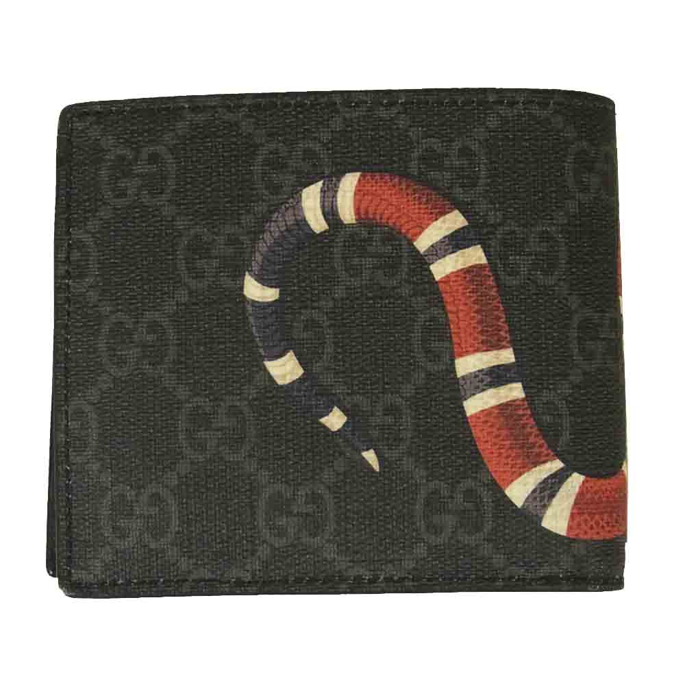GUCCI グッチ 451266 キングスネーク プリント GGスプリーム コインウォレット 財布 ブラック系【中古】