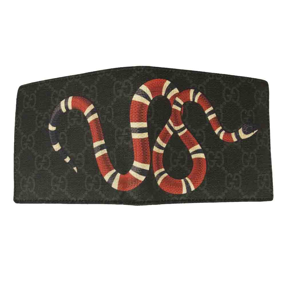 GUCCI グッチ 451266 キングスネーク プリント GGスプリーム コインウォレット 財布 ブラック系【中古】