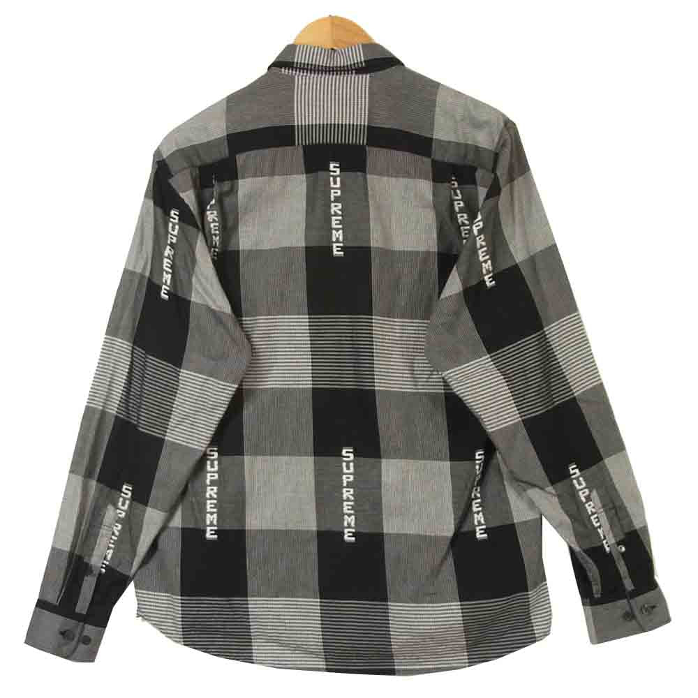 Supreme シュプリーム 20SS Logo Plaid Shirt ロゴ 刺繍 長袖 チェック シャツ ポルトガル製 グレー系 M【中古】
