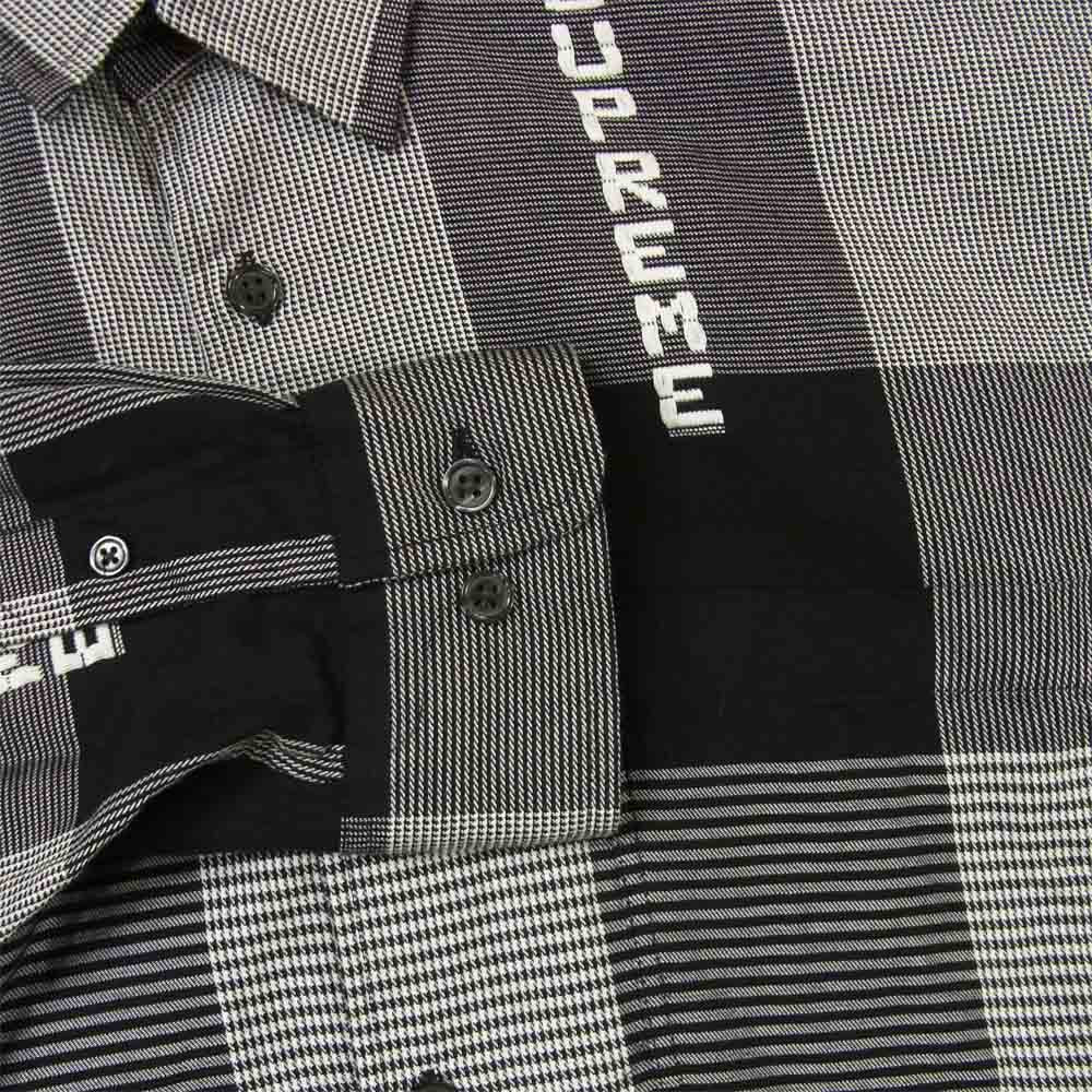 Supreme シュプリーム 20SS Logo Plaid Shirt ロゴ 刺繍 長袖 チェック シャツ ポルトガル製 グレー系 M【中古】