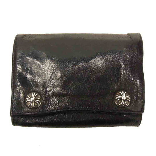 CHROME HEARTS クロムハーツ（原本無） 3FOLD クロスボールボタン ウォレット ブラック系【中古】