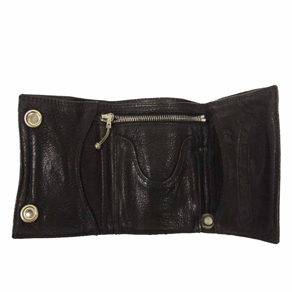 CHROME HEARTS クロムハーツ（原本無） 3FOLD クロスボールボタン ウォレット ブラック系【中古】