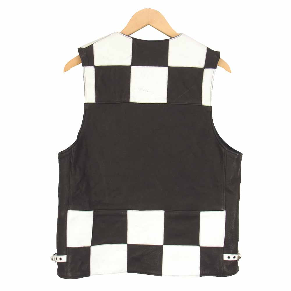 The REAL McCOY'S ザリアルマッコイズ 19AW BUCO ブコ DEERSKIN RACING VEST CHECKER ディア スキン レザー ベスト ブラック系 40【中古】