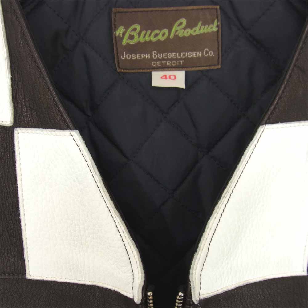 The REAL McCOY'S ザリアルマッコイズ 19AW BUCO ブコ DEERSKIN RACING VEST CHECKER ディア スキン レザー ベスト ブラック系 40【中古】