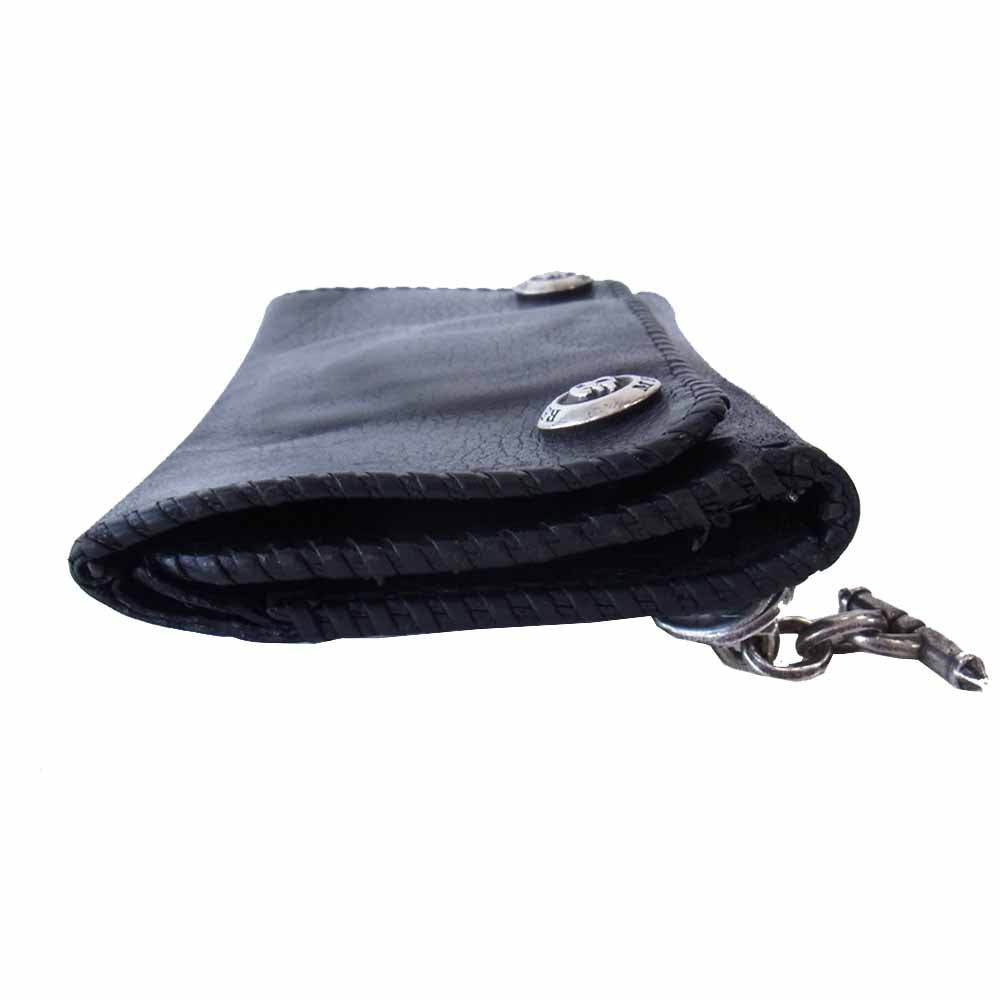 REID MFG リード エムエフジー ギャラ付 BLK COWHIDE-BLK SINGLE LACING w/R WALLET KEEPER w/T-BAR カウハイド シングル レーシング ウォレット Tバーウォレットキーパー付 ブラック系【中古】