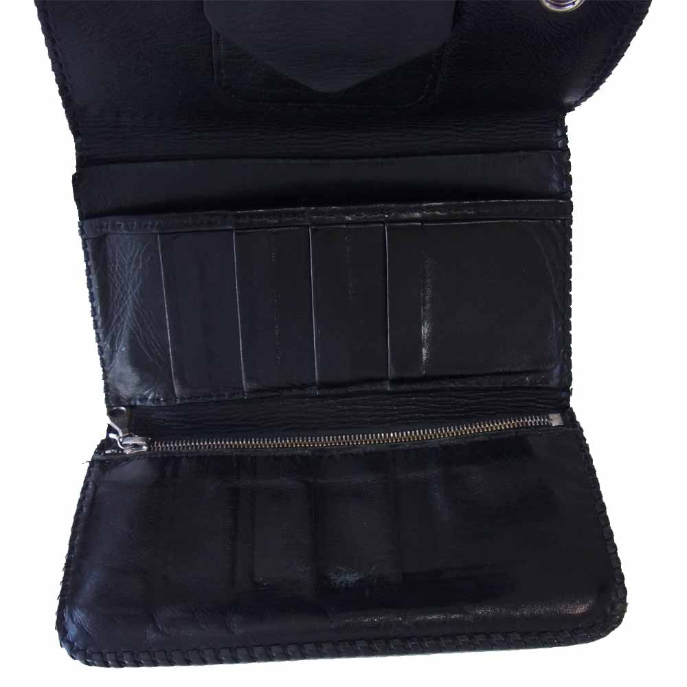 REID MFG リード エムエフジー ギャラ付 BLK COWHIDE-BLK SINGLE LACING w/R WALLET KEEPER w/T-BAR カウハイド シングル レーシング ウォレット Tバーウォレットキーパー付 ブラック系【中古】