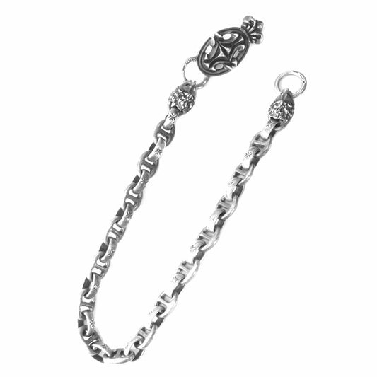 GABOR ガボール ギャラ付 CHAIN W/SCULPTED OVAL CROWN KPR ANCHOR MALTESE H.W.O スカルプテッドオーバル クラウン キーパー アンカー ライオン ウォレットチェーン シルバー系【中古】