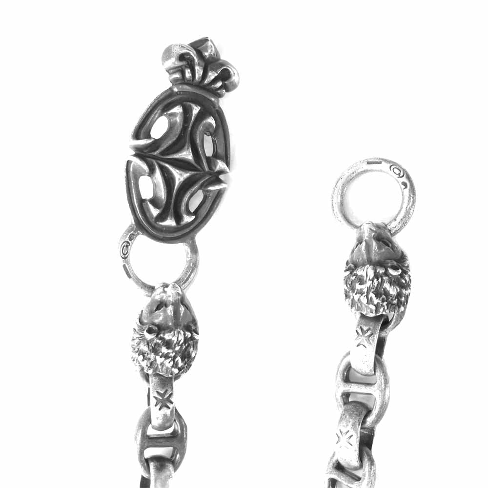 GABOR ガボール ギャラ付 CHAIN W/SCULPTED OVAL CROWN KPR ANCHOR MALTESE H.W.O スカルプテッドオーバル クラウン キーパー アンカー ライオン ウォレットチェーン シルバー系【中古】