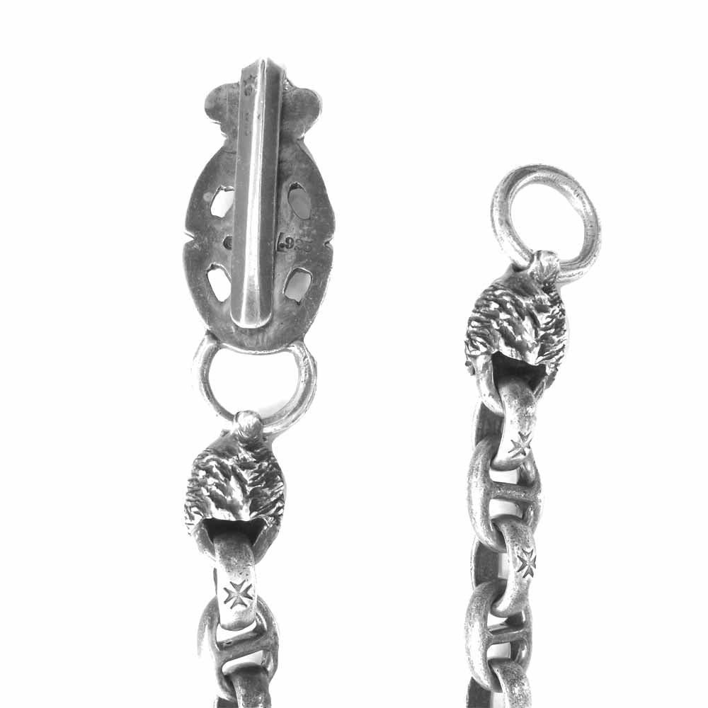 GABOR ガボール ギャラ付 CHAIN W/SCULPTED OVAL CROWN KPR ANCHOR MALTESE H.W.O スカルプテッドオーバル クラウン キーパー アンカー ライオン ウォレットチェーン シルバー系【中古】