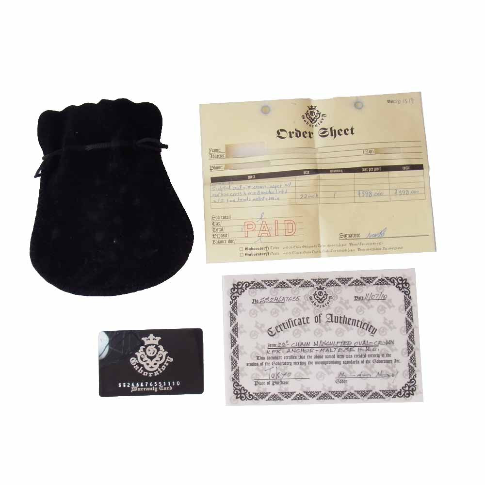 GABOR ガボール ギャラ付 CHAIN W/SCULPTED OVAL CROWN KPR ANCHOR MALTESE H.W.O スカルプテッドオーバル クラウン キーパー アンカー ライオン ウォレットチェーン シルバー系【中古】