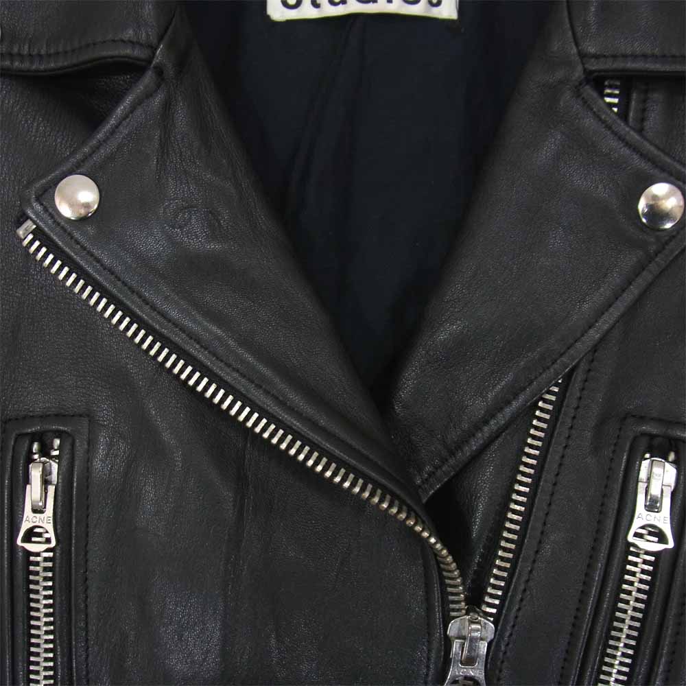 Acne Studios MOCK ダブルライダース　レザージャケット Acne Studios Mock ライダースジャケット レザージャケット 34 美品
