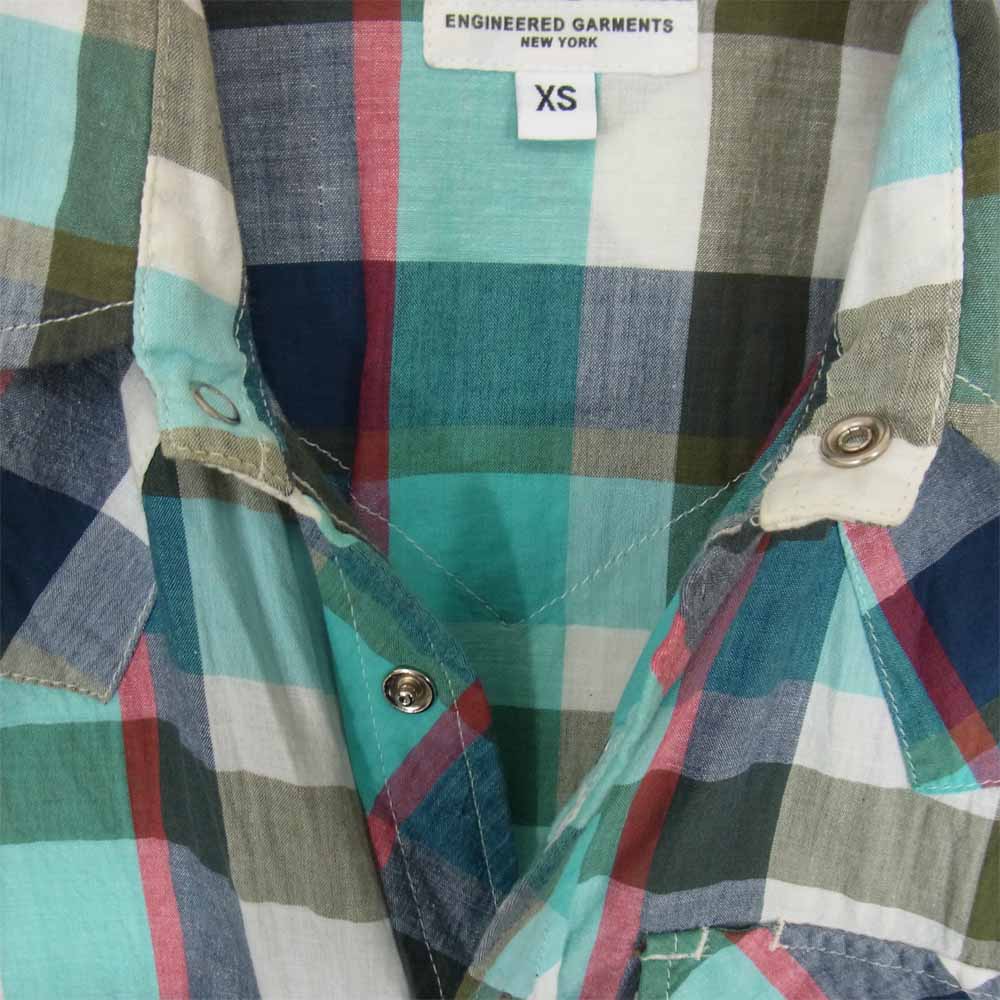 Engineered Garments エンジニアードガーメンツ 半袖 チェック シャツ ブルー系 XS【中古】
