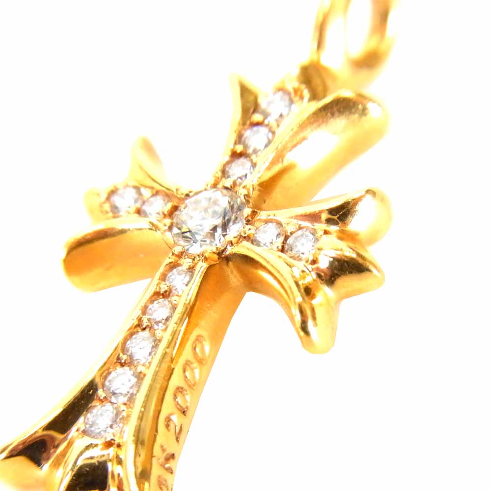 CHROME HEARTS クロムハーツ（原本有） 22k タイニー ファット クロス ダイヤ ネックレス ゴールド系【中古】