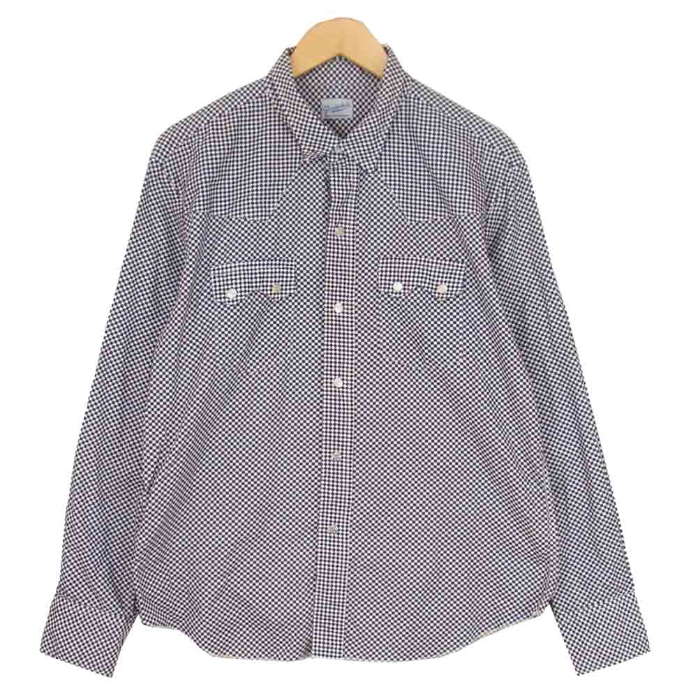 TENDERLOIN テンダーロイン T-SADDLEMAN-SHT サドルマン チェッカー フラッグ チェック ウエスタン シャツ ネイビー系 M【美品】【中古】