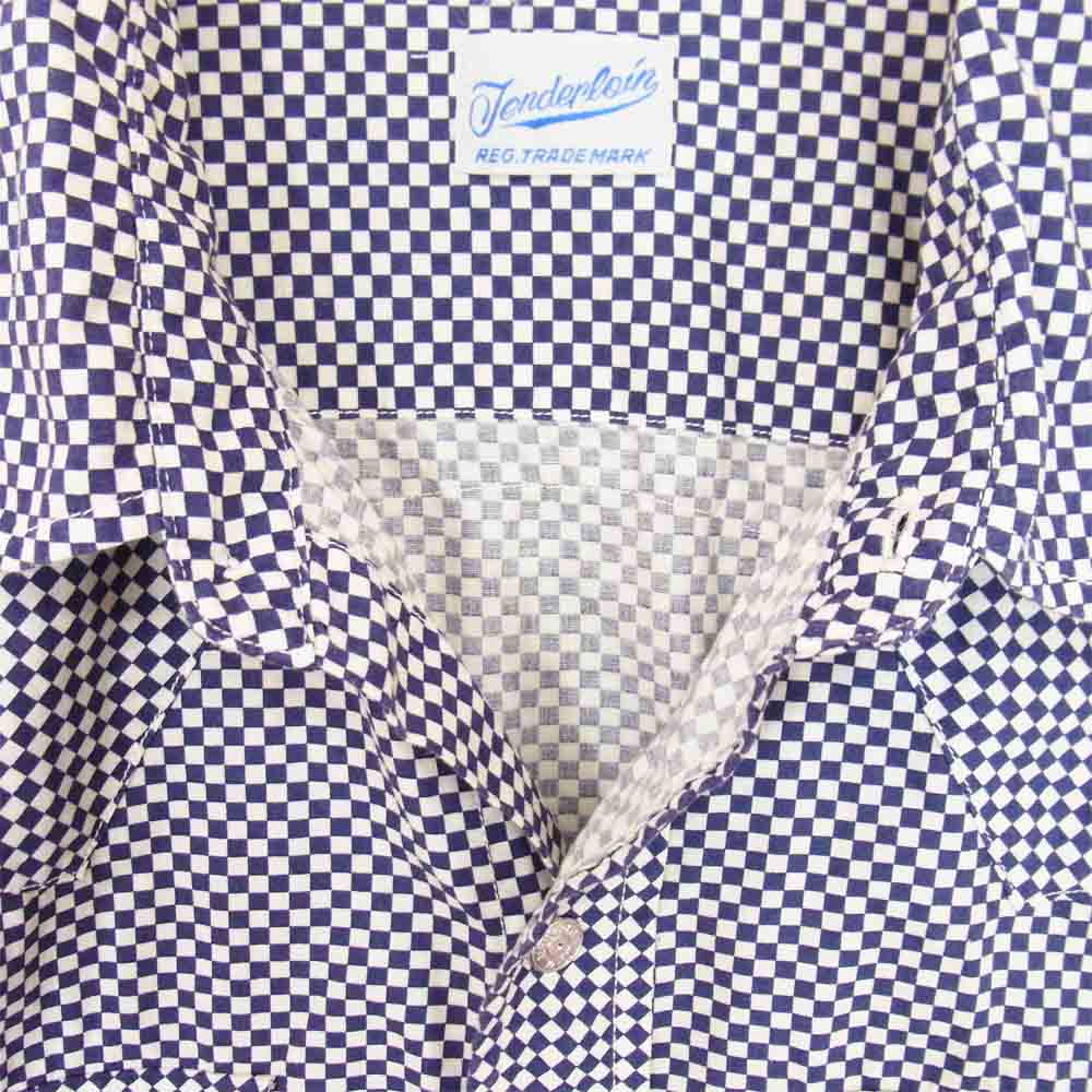 TENDERLOIN テンダーロイン T-SADDLEMAN-SHT サドルマン チェッカー フラッグ チェック ウエスタン シャツ ネイビー系 M【美品】【中古】