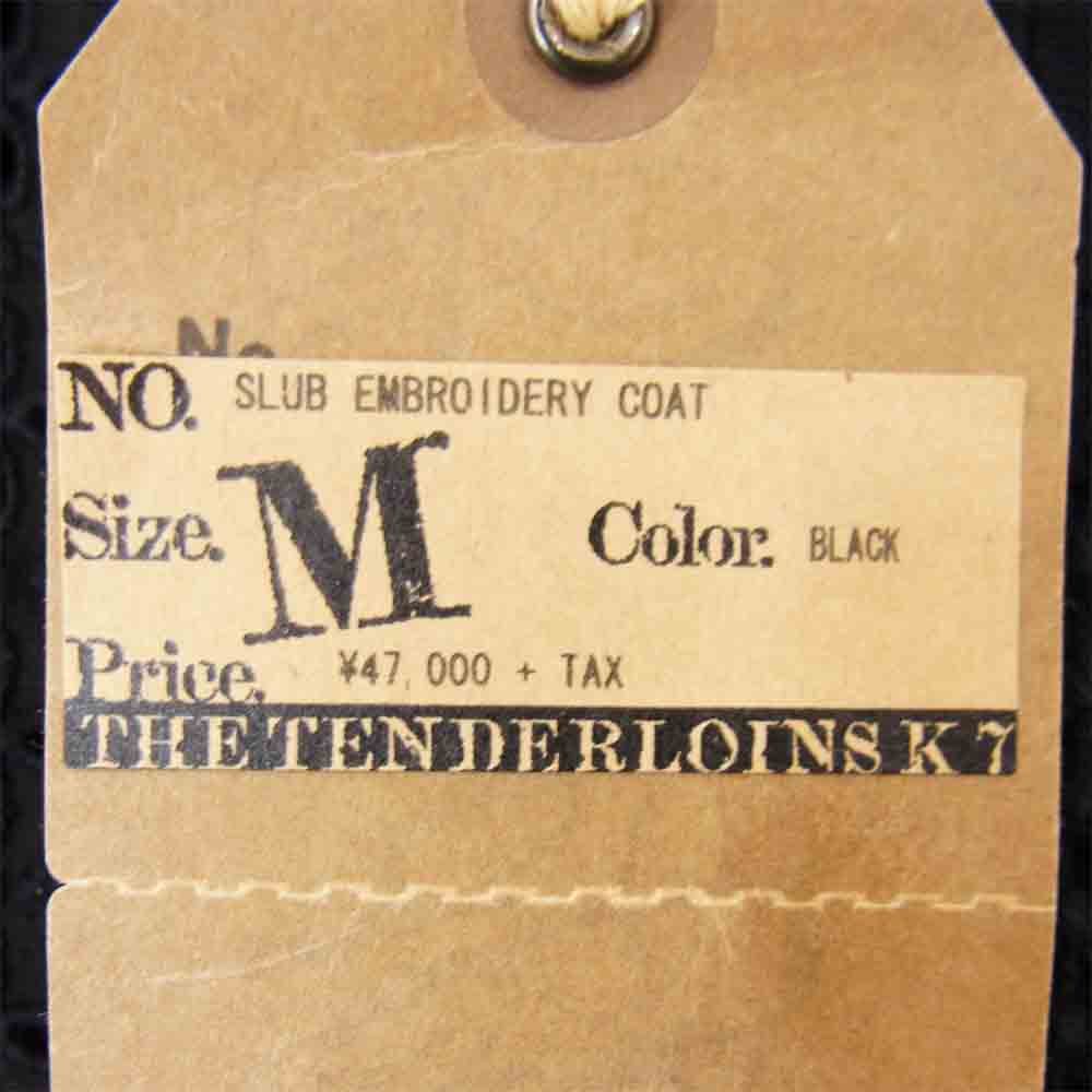 TENDERLOIN テンダーロイン SLUB EMBROIDERY COAT スラブ エンブロイダリー コート ブラック系 M【新古品】【未使用】【中古】