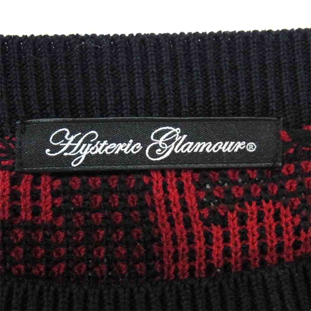 HYSTERIC GLAMOUR ヒステリックグラマー 01201NS01 HYSTERIC DEAD BEAR ヒスベア ジャカード プルオーバー ニット 青赤系 FREE【中古】