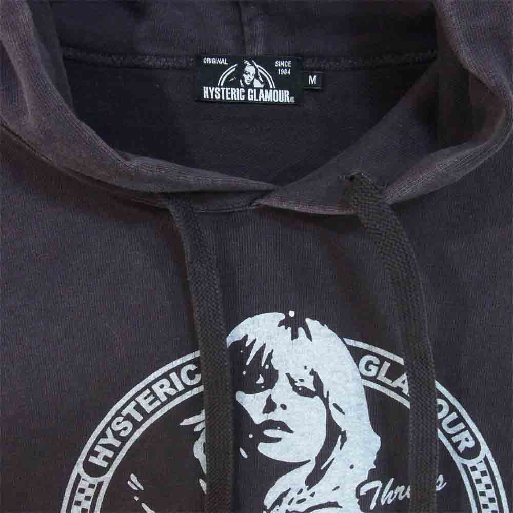HYSTERIC GLAMOUR ヒステリックグラマー 02183CF10 THRILLS AND CHILLS ガールプリント プルオーバー パーカー チャコール系 M【中古】