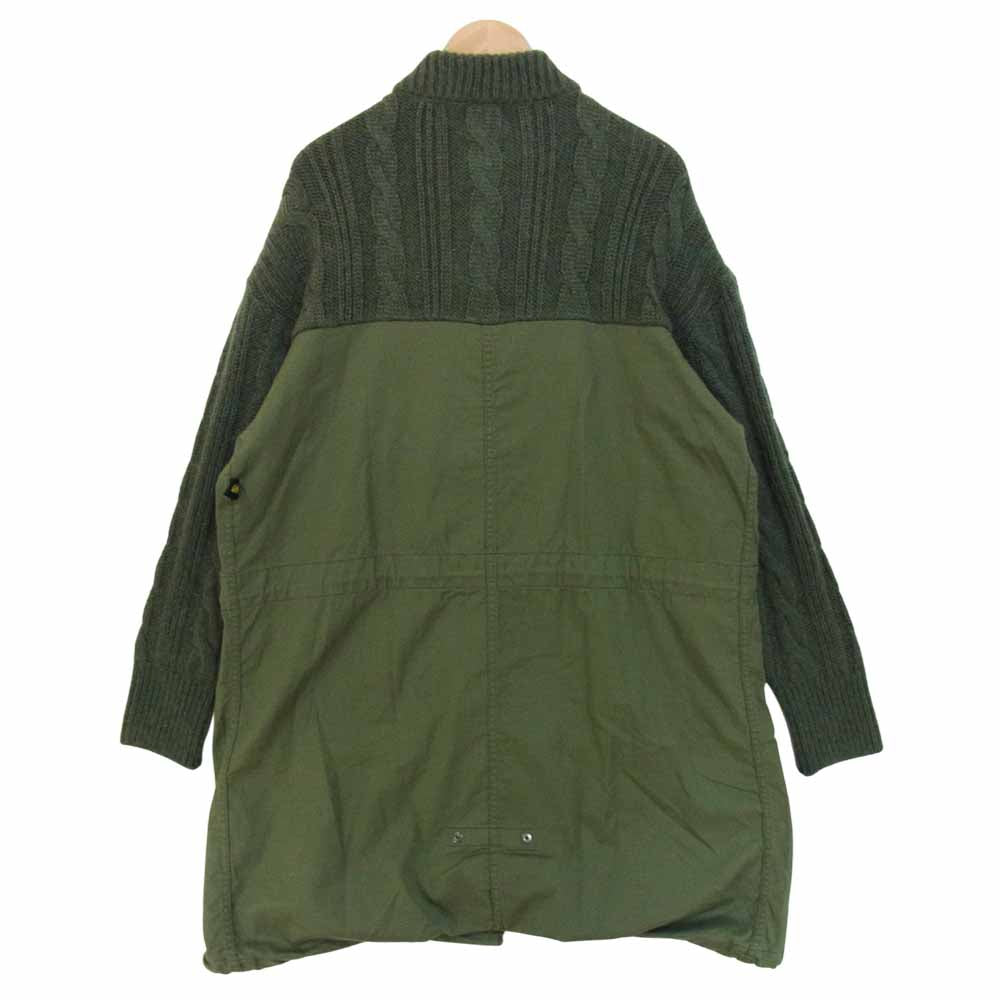 HYSTERIC GLAMOUR ヒステリックグラマー 01193ND01 ミリタリー ニット 切替 シェラ ケーブル コート カーキ系 FREE【中古】