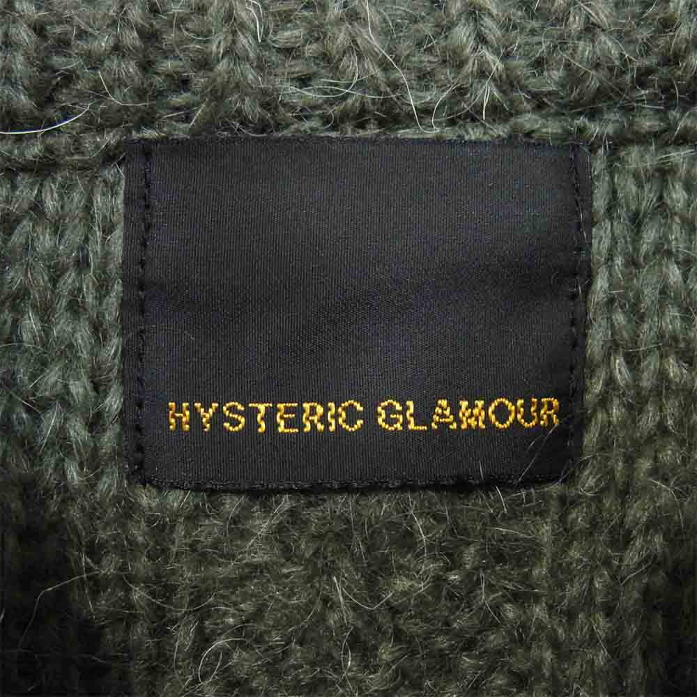 HYSTERIC GLAMOUR ヒステリックグラマー 01193ND01 ミリタリー ニット 切替 シェラ ケーブル コート カーキ系 FREE【中古】