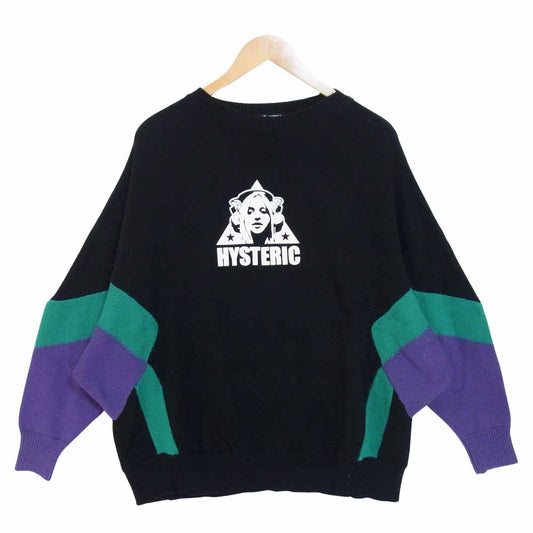 HYSTERIC GLAMOUR ヒステリックグラマー 01193NS09 TRIANGLE WOMAN プルオーバー ニット ブラック系 FREE【中古】