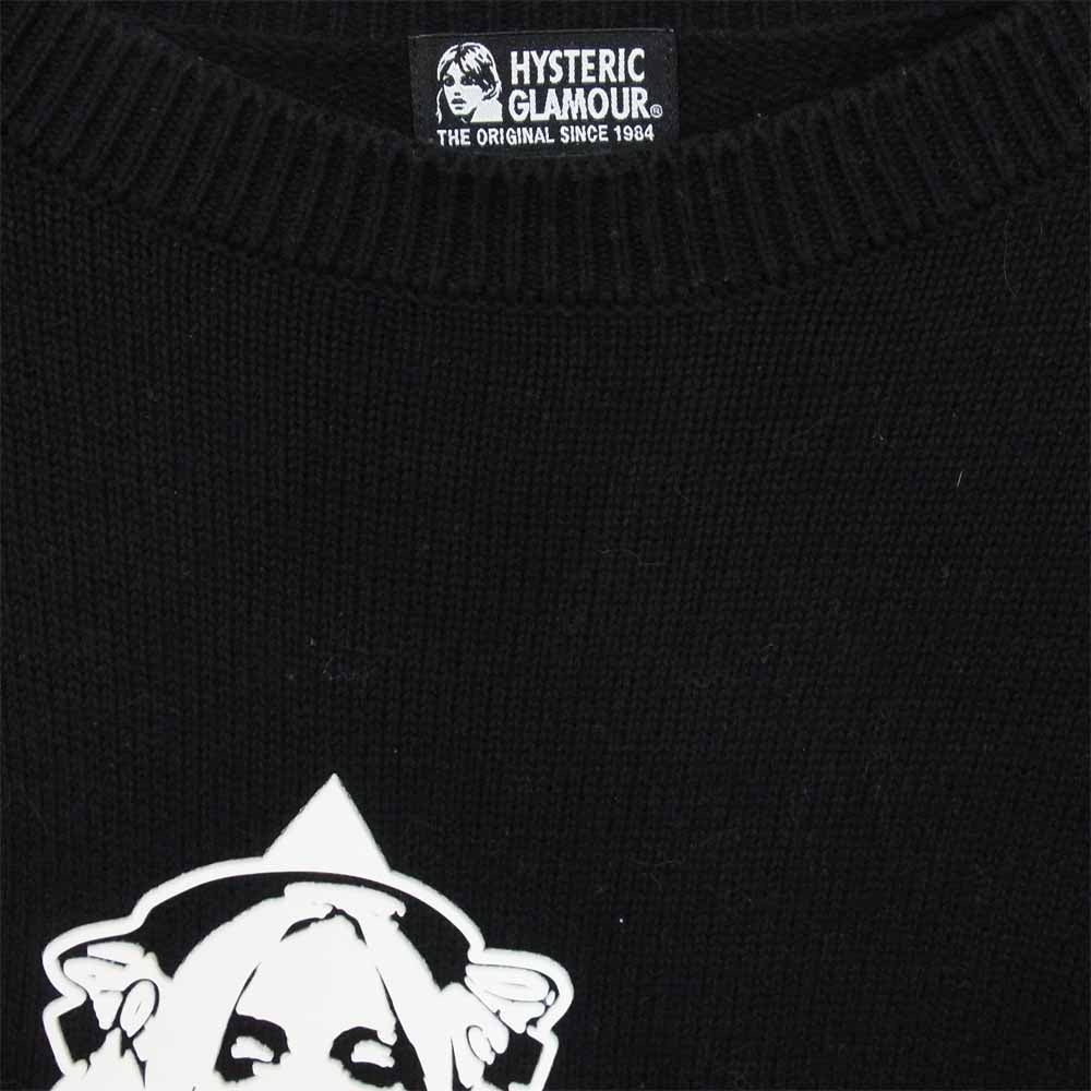 HYSTERIC GLAMOUR ヒステリックグラマー 01193NS09 TRIANGLE WOMAN プルオーバー ニット ブラック系 FREE【中古】