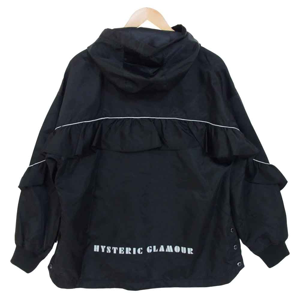 HYSTERIC GLAMOUR ヒステリックグラマー 01193AB11 BEAR FACE フリル フーデッド ナイロン ジャケット ブラック系 FREE【中古】