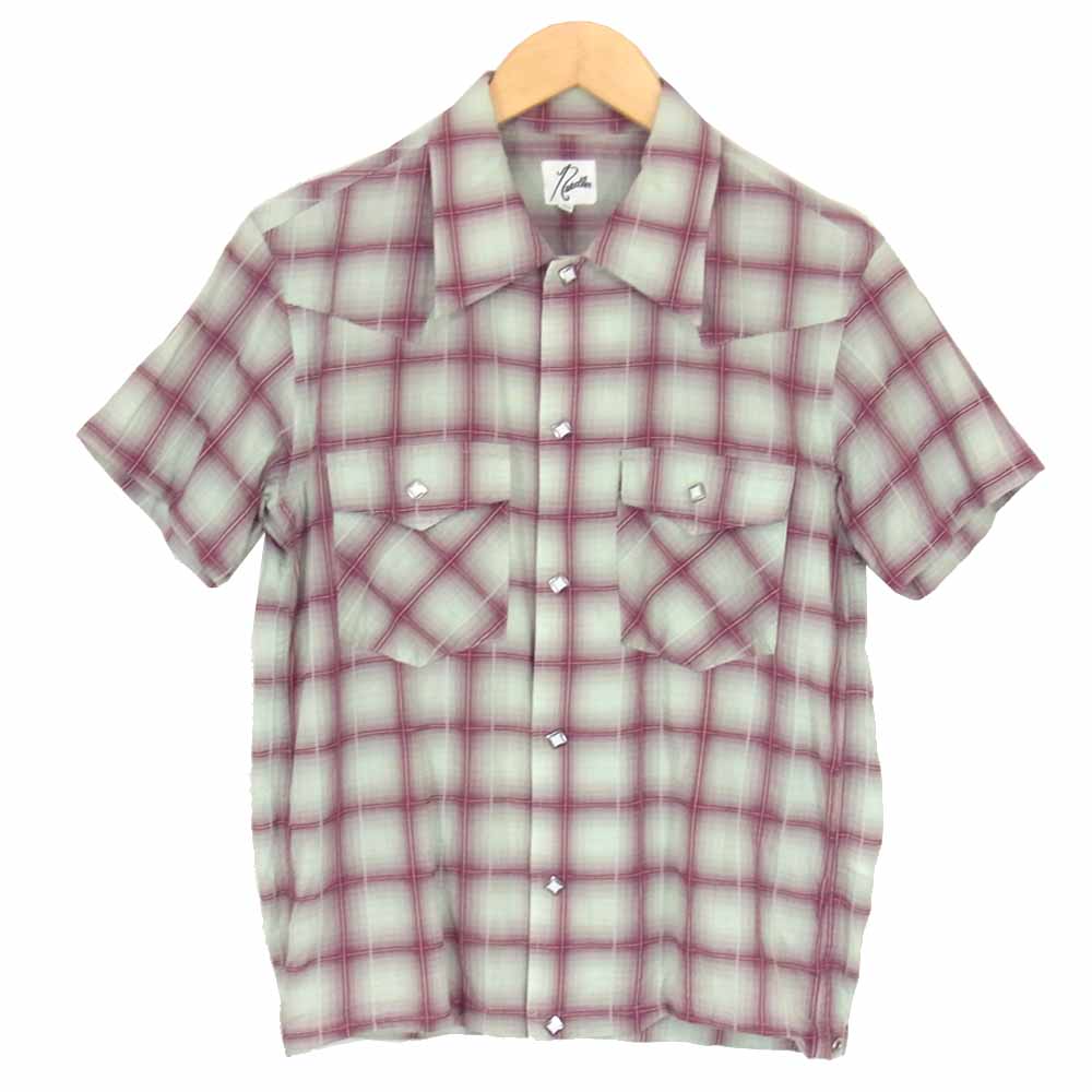 Needles ニードルス コットン 半袖 チェックシャツ ライトグリーン系 XS【美品】【中古】