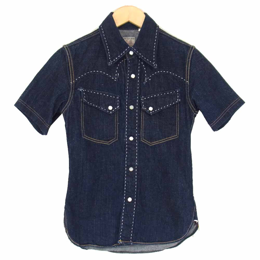 THE FLAT HEAD ザフラットヘッド 半袖 デニム ウエスタン シャツ インディゴブルー系 32【中古】