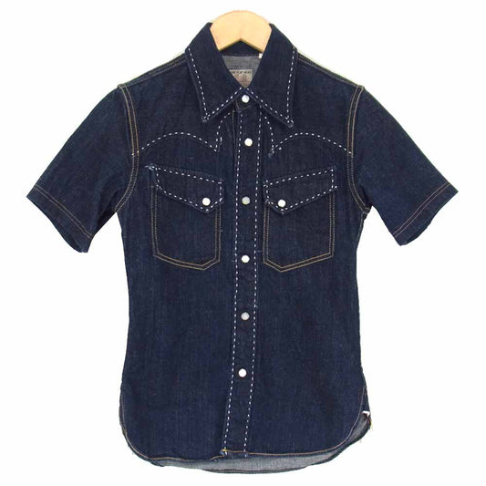 THE FLAT HEAD ザフラットヘッド 半袖 デニム ウエスタン シャツ インディゴブルー系 32【中古】
