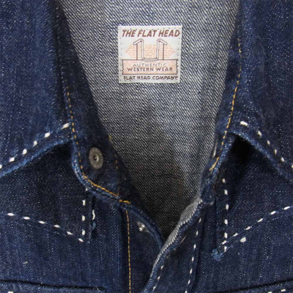 THE FLAT HEAD ザフラットヘッド 半袖 デニム ウエスタン シャツ インディゴブルー系 32【中古】