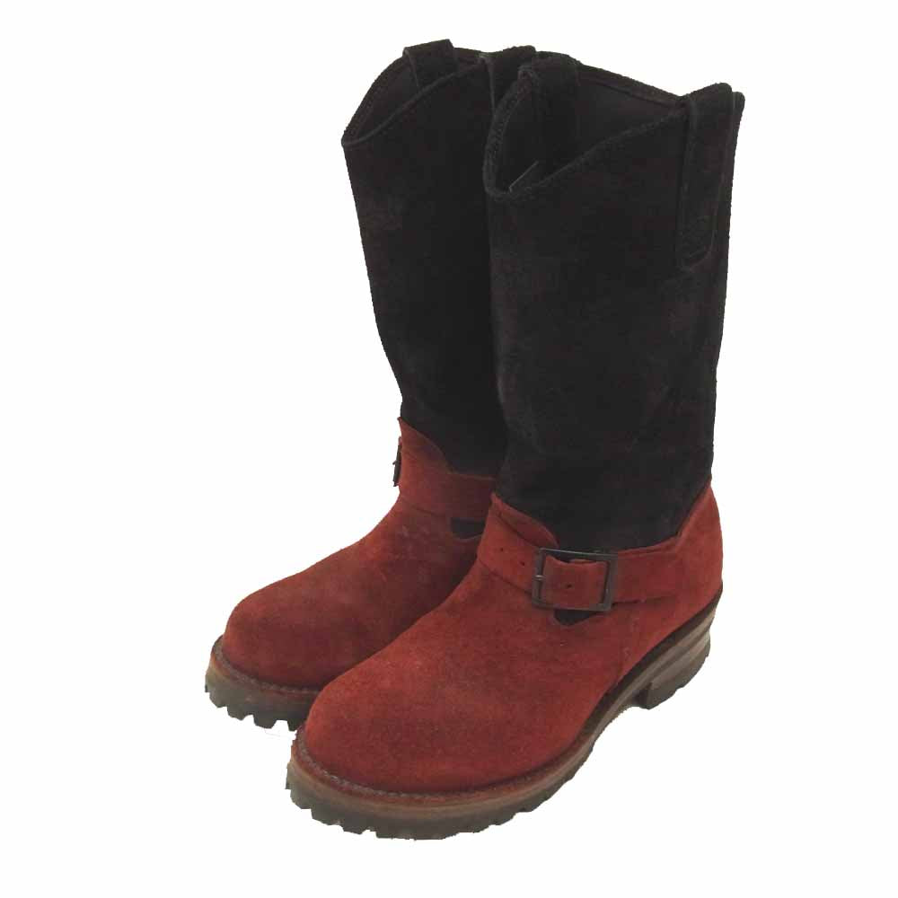 WESCO ウエスコ 100周年 スエード ラフアウト ボス ペコス ブーツ 6D ブラック系 エンジ系 6D【美品】【中古】