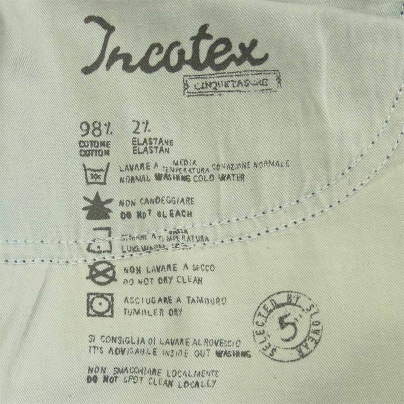 INCOTEX インコテックス 313XO インディゴ デニム パンツ コットン 牛革 イタリア製 インディゴブルー系 31【中古】