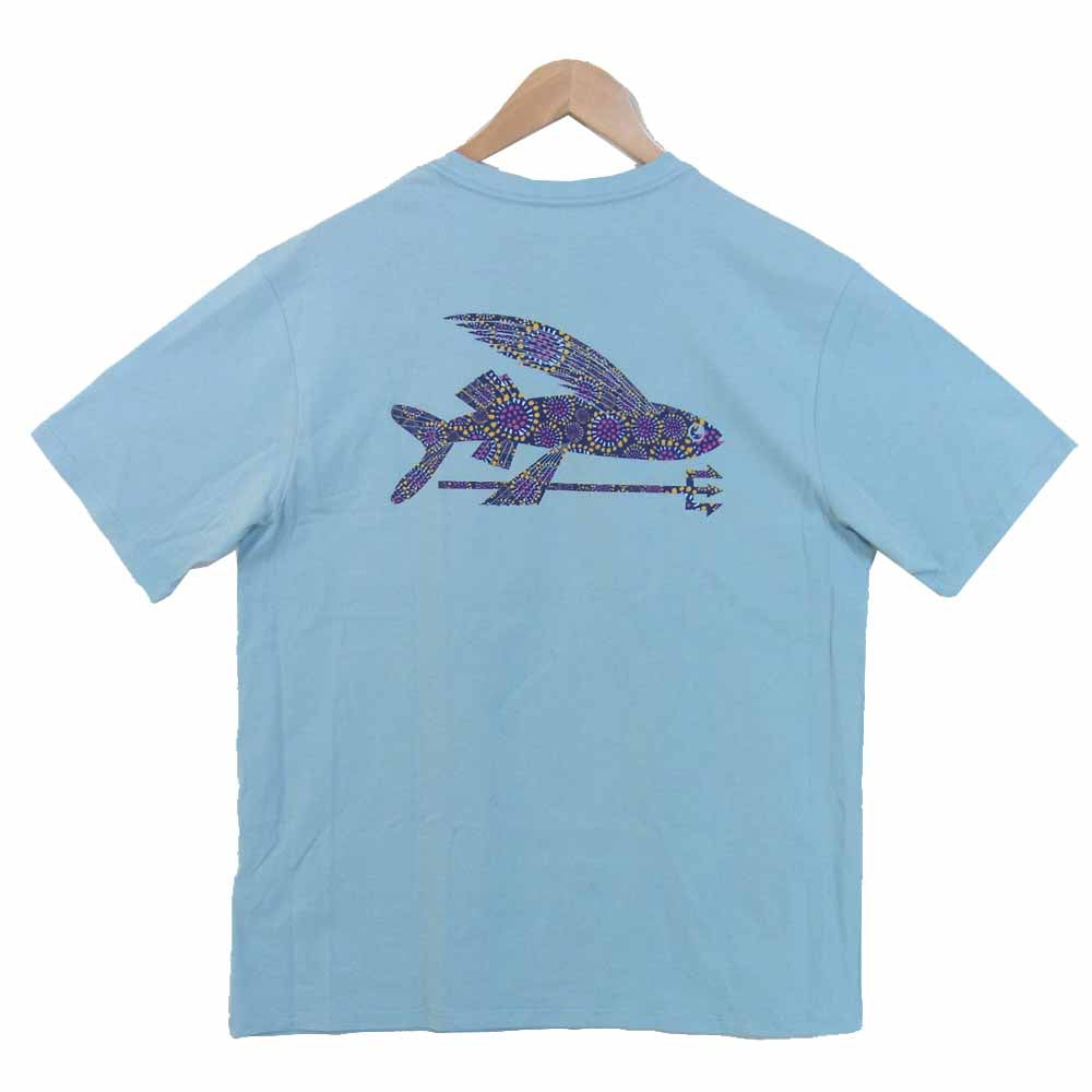 patagonia パタゴニア 38528 Flying Fish Organic Cotton T-Shirt フライング フィッシュ オーガニック Tシャツ ライトブルー系 M【新古品】【未使用】【中古】