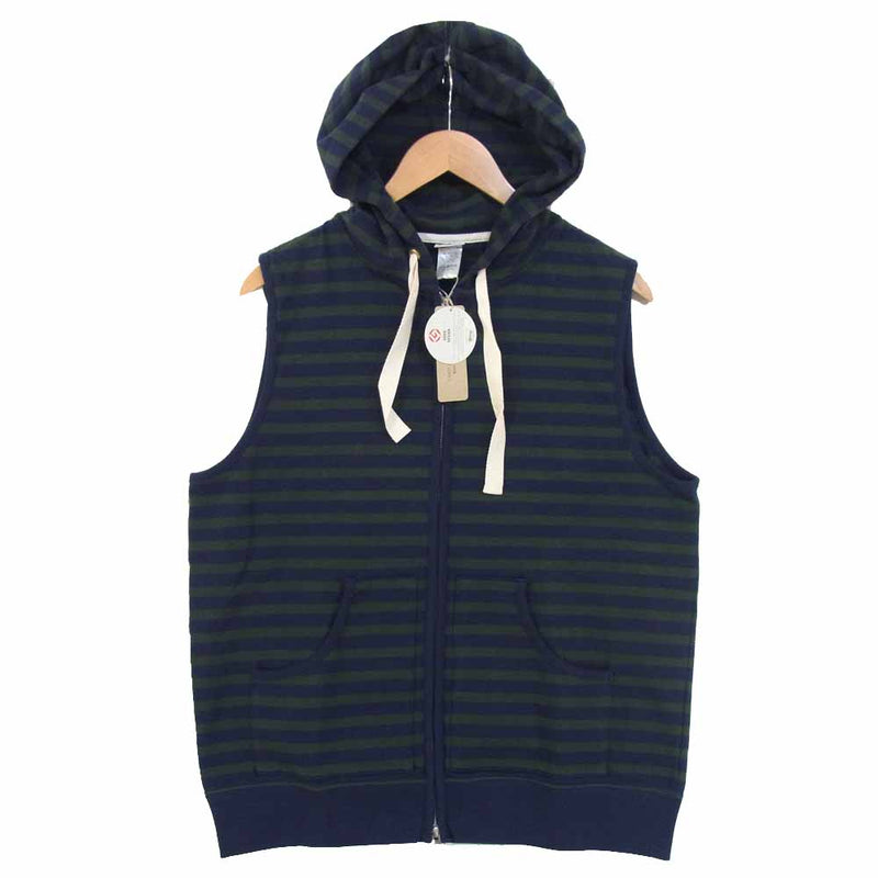 ティージー Hooded Vest カットソー ジップ パーカー ベスト 緑×ネイビー系 5【新古品】【未使用】【中古】