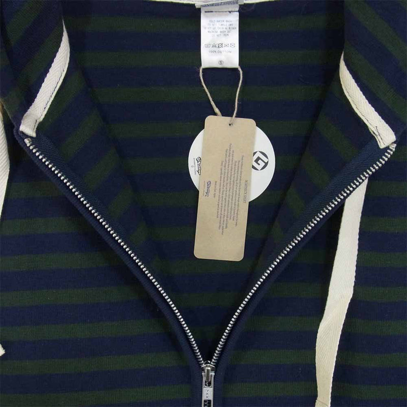ティージー Hooded Vest カットソー ジップ パーカー ベスト 緑×ネイビー系 5【新古品】【未使用】【中古】