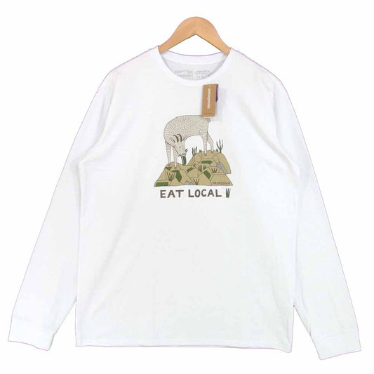 patagonia パタゴニア 38513 L／S Eat Local Goat Responsibili Tee 長袖 Tシャツ ホワイト系 M【新古品】【未使用】【中古】