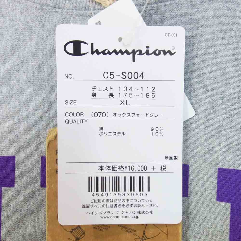 Champion チャンピオン C5-S004 USA製 リバースウィーブ 赤タグ クルーネック スウェット オックスフォードグレー XL【新古品】【未使用】【中古】