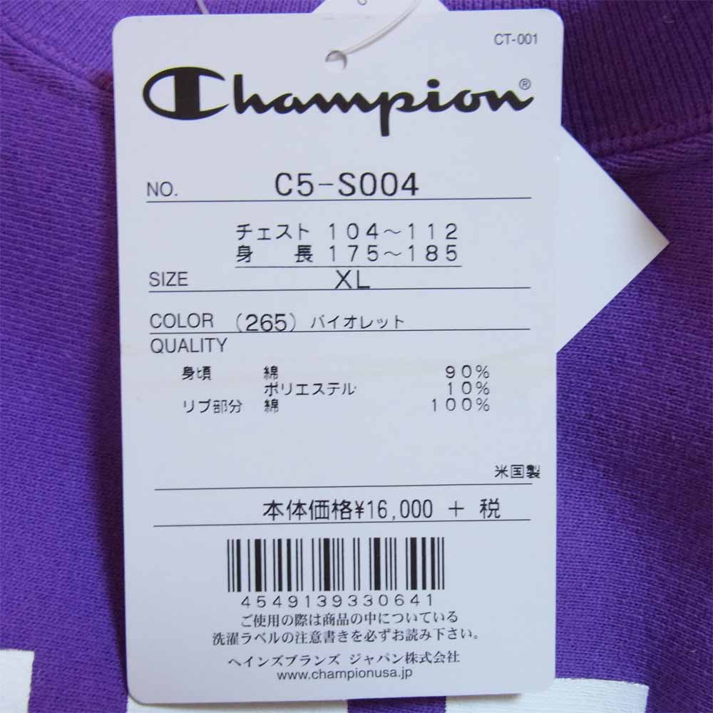 Champion チャンピオン C5-S003 USA製 リバースウィーブ 赤タグ クルーネック スウェット バイオレット XL【新古品】【未使用】【中古】