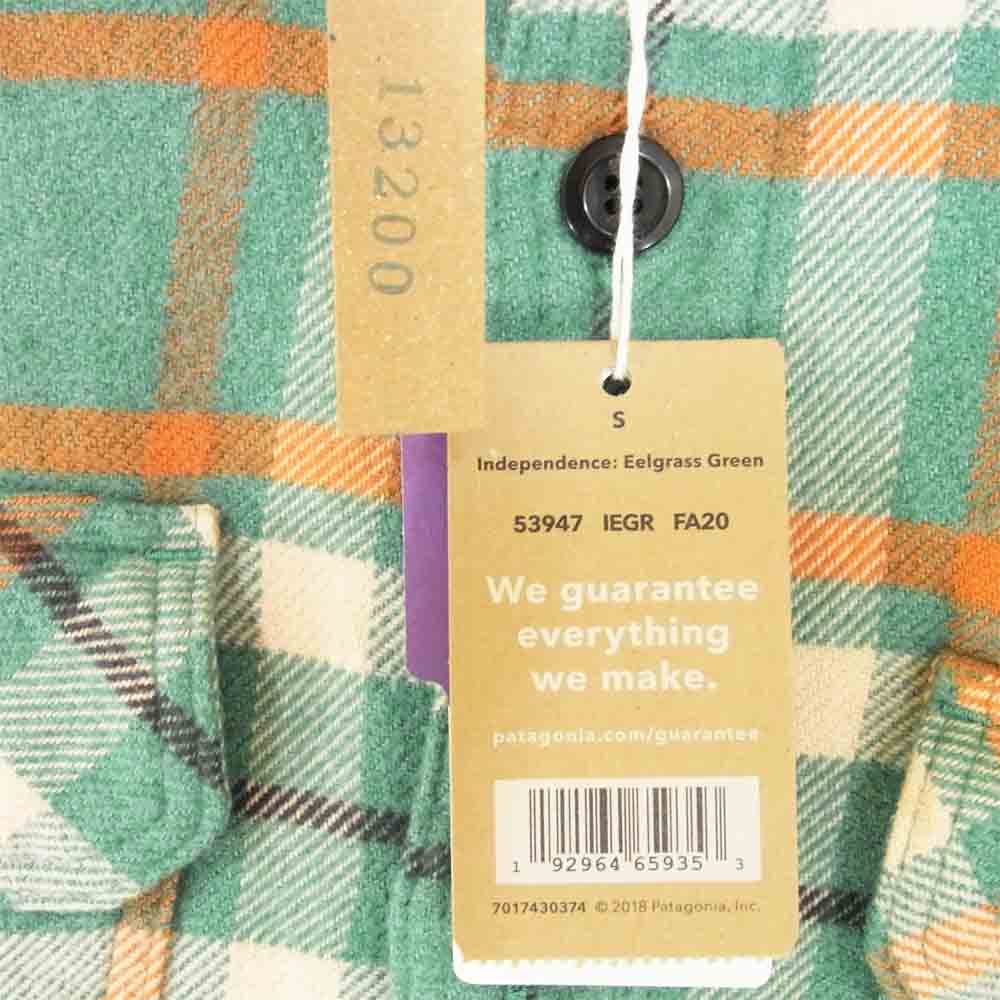 patagonia パタゴニア FA20 53947 L/S Fjord Flannel Shirt フィヨルド フランネル シャツ EelgrassGreen S【新古品】【未使用】【中古】