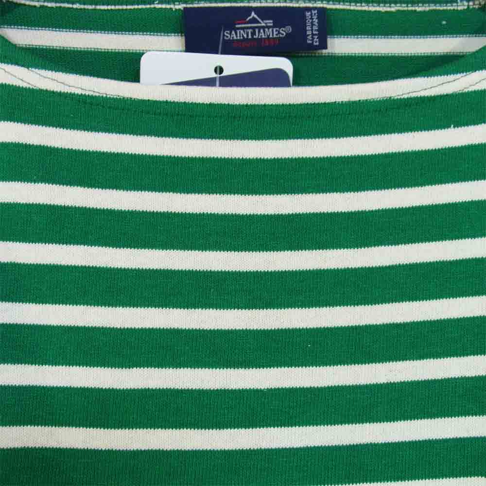 SAINT JAMES セントジェームス 280 OUESSANT ウエッソン ボーダーバスクシャツ グリーン系 42【新古品】【未使用】【中古】