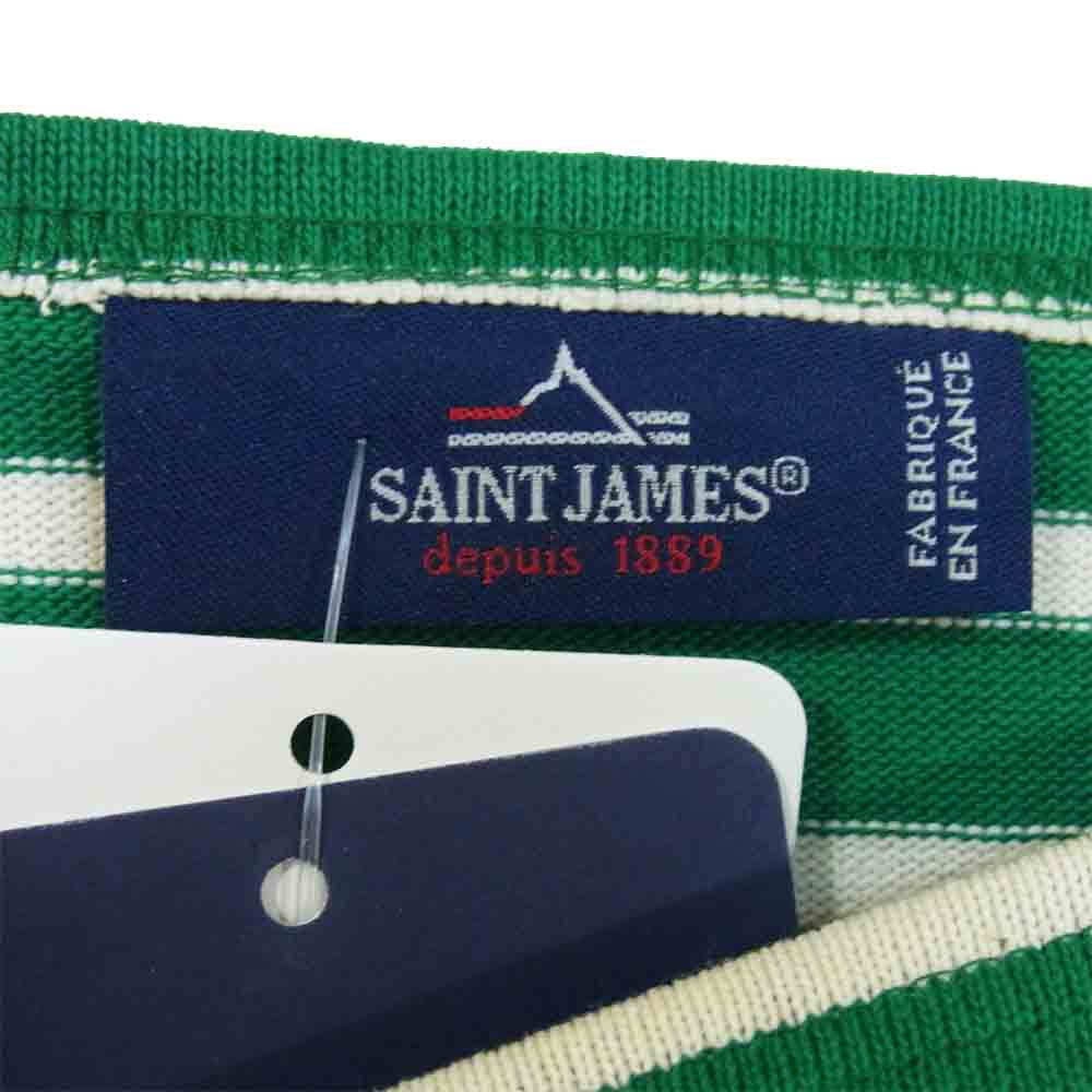 SAINT JAMES セントジェームス 280 OUESSANT ウエッソン ボーダーバスクシャツ グリーン系 42【新古品】【未使用】【中古】