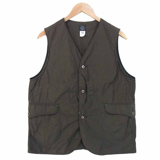 POST OVERALLS ポストオーバーオールズ Royal Traveler vest ロイヤル トラベラー 中綿 シンサレート ベスト 灰茶系 M【美品】【中古】