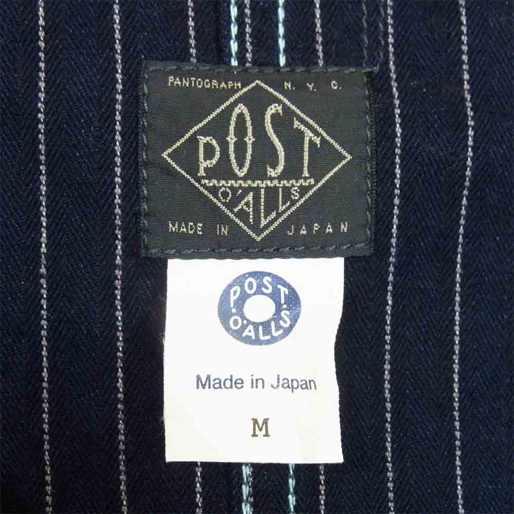 POST OVERALLS ポストオーバーオールズ 1106R IS 3 pocket Jacket R Gangster stripe indigo ストライプ カバーオール ダークネイビー系 M【美品】【中古】