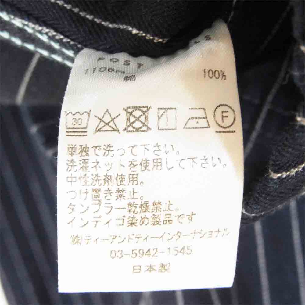 POST OVERALLS ポストオーバーオールズ 1106R IS 3 pocket Jacket R Gangster stripe indigo ストライプ カバーオール ダークネイビー系 M【美品】【中古】