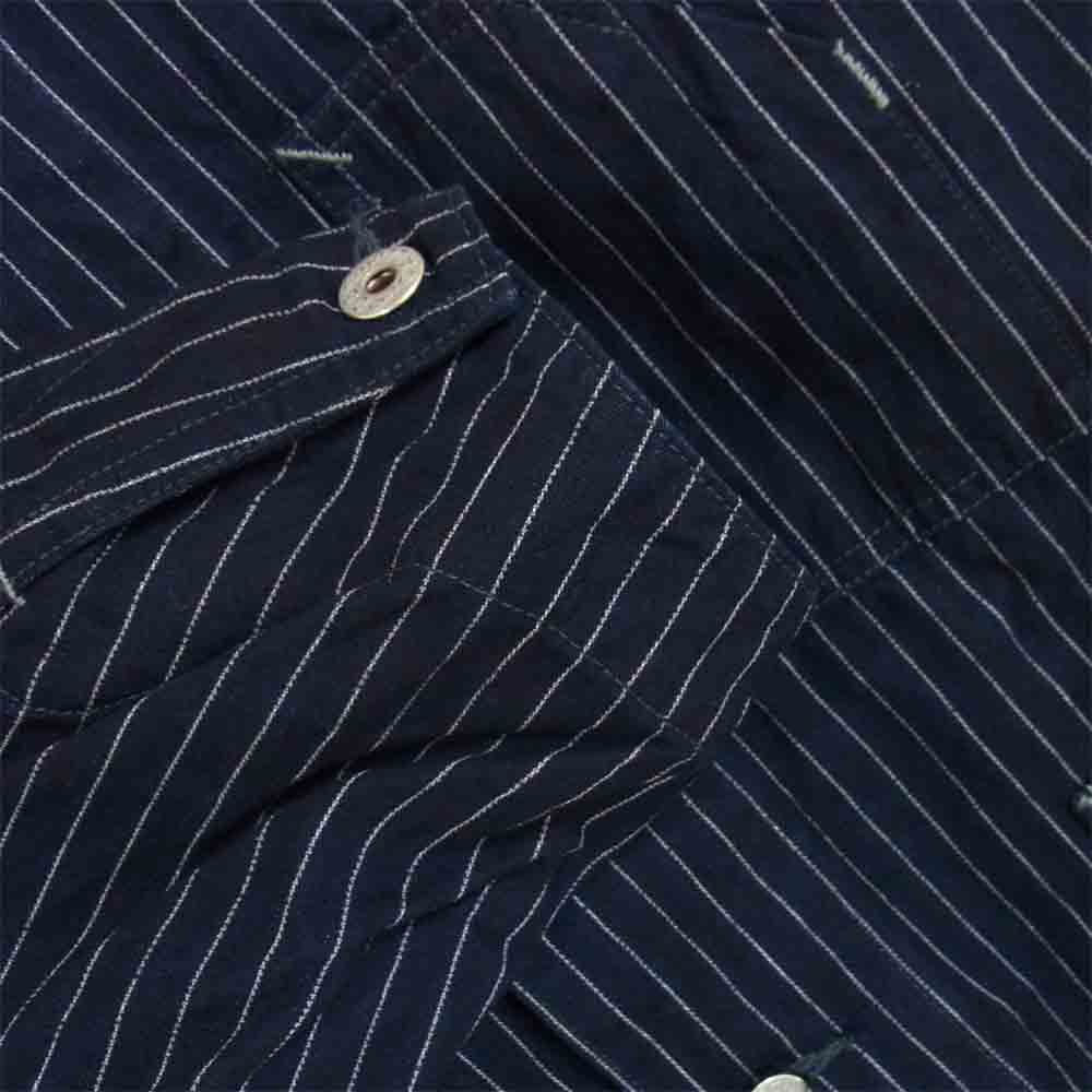 POST OVERALLS ポストオーバーオールズ 1106R IS 3 pocket Jacket R Gangster stripe indigo ストライプ カバーオール ダークネイビー系 M【美品】【中古】