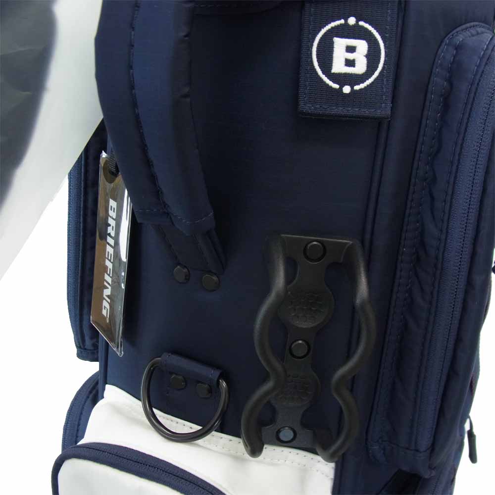 BRIEFING ブリーフィング CR-6 COMBI キャディバッグ オリーブ 8.5型 46インチ ネームプレート有 ティー10本付属 ホワイト系 ネイビー系【新古品】【未使用】【中古】