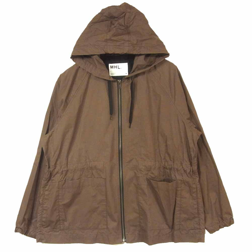 MARGARET HOWELL マーガレットハウエル 19AW ROOFED FINE COTTON TWILL コーティング加工 ジップ フード ジャケット ブラウン系 M【中古】